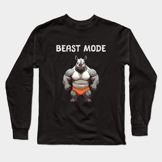 Beast Mode - Rhino and gym Long Sleeve T-Shirt by Patterns-Hub